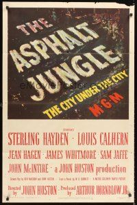 5f204 ASPHALT JUNGLE 1sh '50 John Huston classic film noir, The City Under the City!