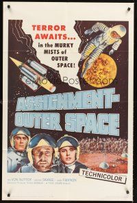 5f205 ASSIGNMENT-OUTER SPACE 1sh '62 Antonio Margheriti directed, Italian sci-fi Space Men!