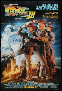 5f209 BACK TO THE FUTURE III advance DS 1sh '90 Michael J. Fox, Chris Lloyd, Drew Struzan art!