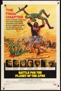 5f211 BATTLE FOR THE PLANET OF THE APES 1sh '73 great sci-fi artwork of war between apes & humans!