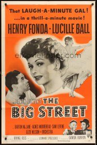 5f218 BIG STREET style A 1sh R55 Henry Fonda, pretty Lucille Ball's best friend is a dollar!