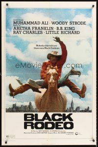 5f226 BLACK RODEO 1sh '72 Muhammad Ali, Woody Strode, black cowboy on horse in city image!