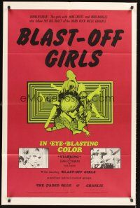 5f227 BLAST-OFF GIRLS 1sh '67 Herschell Lewis directed, in eye-blasting color, rock 'n' roll!