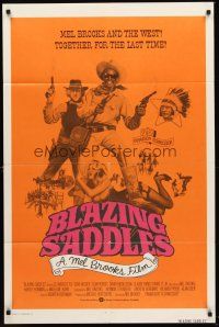 5f044 BLAZING SADDLES int'l 1sh '74 classic Mel Brooks western, art of Cleavon Little by John Alvin!