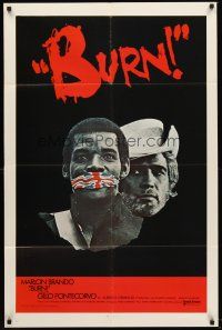 5f047 BURN int'l 1sh '70 Marlon Brando profiteers from war, directed by Gillo Pontecorvo!