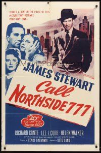 5f254 CALL NORTHSIDE 777 1sh R55 different image of James Stewart, Conte & Walker!