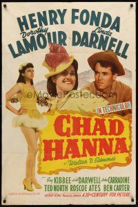 5f261 CHAD HANNA style A 1sh '40 Henry Fonda with beautiful Dorothy Lamour & Linda Darnell!