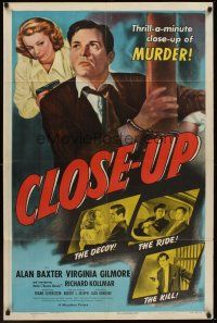 5f277 CLOSE-UP 1sh '48 Alan Baxter, Virginia Gilmore, thrill-a-minute film noir!
