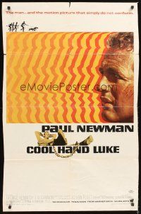 5f286 COOL HAND LUKE 1sh '67 Paul Newman prison escape classic, cool art by James Bama!