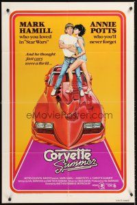 5f051 CORVETTE SUMMER int'l 1sh '78 art of Mark Hamill & sexy Annie Potts on custom Corvette!