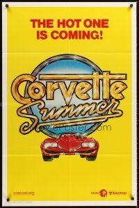 5f289 CORVETTE SUMMER teaser 1sh '78 cool art of custom Corvette, the hot one is coming!