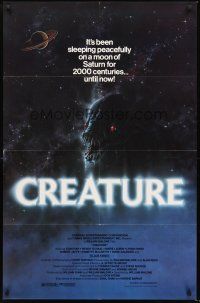 5f295 CREATURE 1sh '85 really cool artwork of monster in space by Todd Curtis!