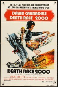 5f320 DEATH RACE 2000 1sh '75 Paul Bartel, David Carradine, cool car racing sci-fi art!