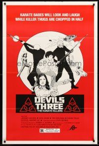 5f331 DEVILS THREE: THE KARATE KILLERS 1sh '80 Marrie Lee as Cleopatra Wong the karate queen!
