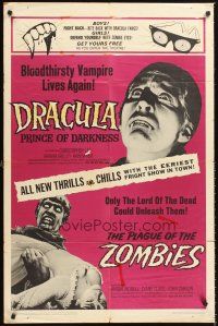 5f347 DRACULA PRINCE OF DARKNESS/PLAGUE OF THE ZOMBIES 1sh '66 bloodsuckers & undead double-bill!