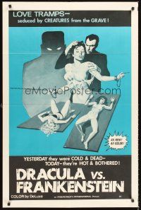 5f348 DRACULA VS. FRANKENSTEIN 1sh '70s love tramps seduced by creatures from the grave!