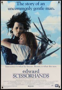 5f065 EDWARD SCISSORHANDS int'l DS 1sh '90 Tim Burton classic, Johnny Depp & Winona Ryder!