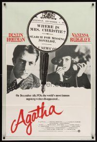 5f004 AGATHA English 1sh '79 Dustin Hoffman, Vanessa Redgrave as Agatha Christie, magnifying glass!