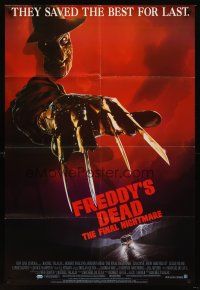 5f073 FREDDY'S DEAD int'l 1sh '91 great close up of Robert Englund as Freddy Krueger!