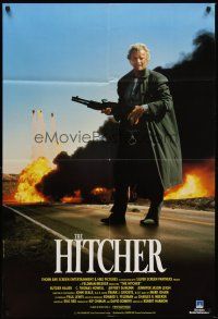 5f088 HITCHER int'l English 1sh '86 Rutger Hauer, Thomas Howell, terror starts the moment he stops!