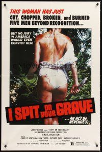 5f491 I SPIT ON YOUR GRAVE 1sh '78 classic image of woman who tortured 5 men beyond recognition!