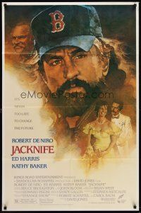5f504 JACKNIFE 1sh '89 close-up art of Robert De Niro with beard and baseball cap!