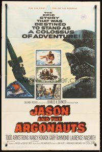 5f505 JASON & THE ARGONAUTS 1sh '63 great special effects by Ray Harryhausen, cool art of colossus!