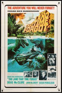 5f526 LAND THAT TIME FORGOT 1sh '75 Edgar Rice Burroughs, Akimoto dinosaur art!