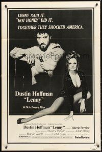 5f535 LENNY style B 1sh '74 Dustin Hoffman as Lenny Bruce at microphone w/sexy Valerie Perrine!