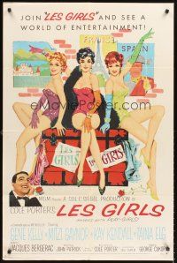 5f536 LES GIRLS 1sh '57 art of Gene Kelly + sexy Mitzi Gaynor, Kay Kendall & Taina Elg