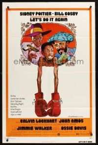 5f538 LET'S DO IT AGAIN 1sh '75 wacky art of Sidney Poitier, Bill Cosby, & Jimmie Walker!