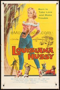 5f556 LOUISIANA HUSSY 1sh '59 art of sexy bad girl, she was the kind who moved right in!