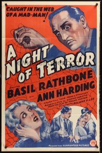 5f559 LOVE FROM A STRANGER 1sh R42 Basil Rathbone, Agatha Christie, A Night of Terror!
