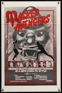 5f587 MASKED AVENGERS 1sh '82 Cheh Chang's Cha Shou, martial arts action in new Kung Fu style!