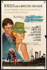 5f617 MOON-SPINNERS style A 1sh '64 artwork of pretty Hayley Mills in hat, Peter McEnery!