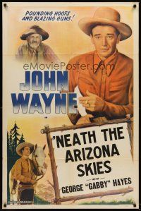 5f641 JOHN WAYNE stock 1sh '40s image of John Wayne, Gabby Hayes, Neath The Arizona Skies