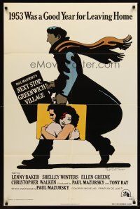5f120 NEXT STOP GREENWICH VILLAGE int'l 1sh '76 cool art of Lenny Baker by Milton Glaser!