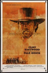 5f682 PALE RIDER 1sh '85 great artwork of cowboy Clint Eastwood by C. Michael Dudash!