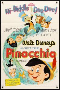 5f700 PINOCCHIO 1sh R62 Disney classic fantasy cartoon about a wooden boy who wants to be real!