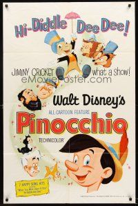 5f701 PINOCCHIO 1sh R71 Disney classic fantasy cartoon about a wooden boy who wants to be real!