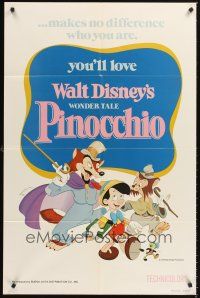 5f698 PINOCCHIO 1sh R78 Disney classic fantasy cartoon about a wooden boy who wants to be real!