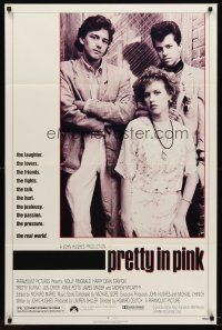 5f715 PRETTY IN PINK 1sh '86 great portrait of Molly Ringwald, Andrew McCarthy & Jon Cryer!
