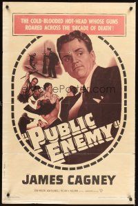 5f722 PUBLIC ENEMY 1sh R54 William Wellman directed classic, James Cagney & Jean Harlow!