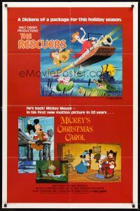 5f745 RESCUERS/MICKEY'S CHRISTMAS CAROL 1sh '83 Disney package for the holiday season!