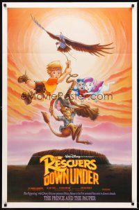 5f744 RESCUERS DOWN UNDER/PRINCE & THE PAUPER rescuers style DS 1sh '90 cool art of Rescuers!
