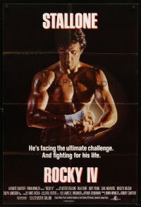 5f138 ROCKY IV int'l 1sh '85 great image of champ Sylvester Stallone wrapping his hands!