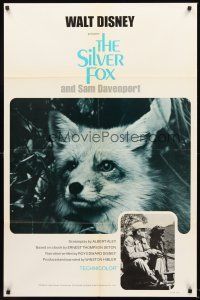 5f815 SILVER FOX & SAM DAVENPORT 1sh '73 Roy Edward Disney, cute image of fox!