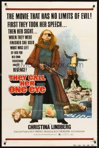 5f903 THEY CALL HER ONE EYE 1sh '74 wild cult classic, Christina Lindberg in the title role!