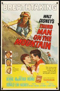 5f907 THIRD MAN ON THE MOUNTAIN 1sh '59 artwork of James MacArthur climbing mountain!