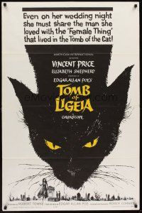 5f925 TOMB OF LIGEIA 1sh '65 Vincent Price, Roger Corman, Edgar Allan Poe, cool cat artwork!